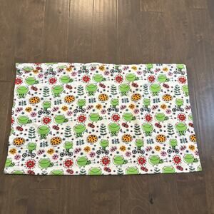 Handmade Pillowcase Frogs & Flowers Whimsical Flannel 20x32" Kawaii Cottage Twee